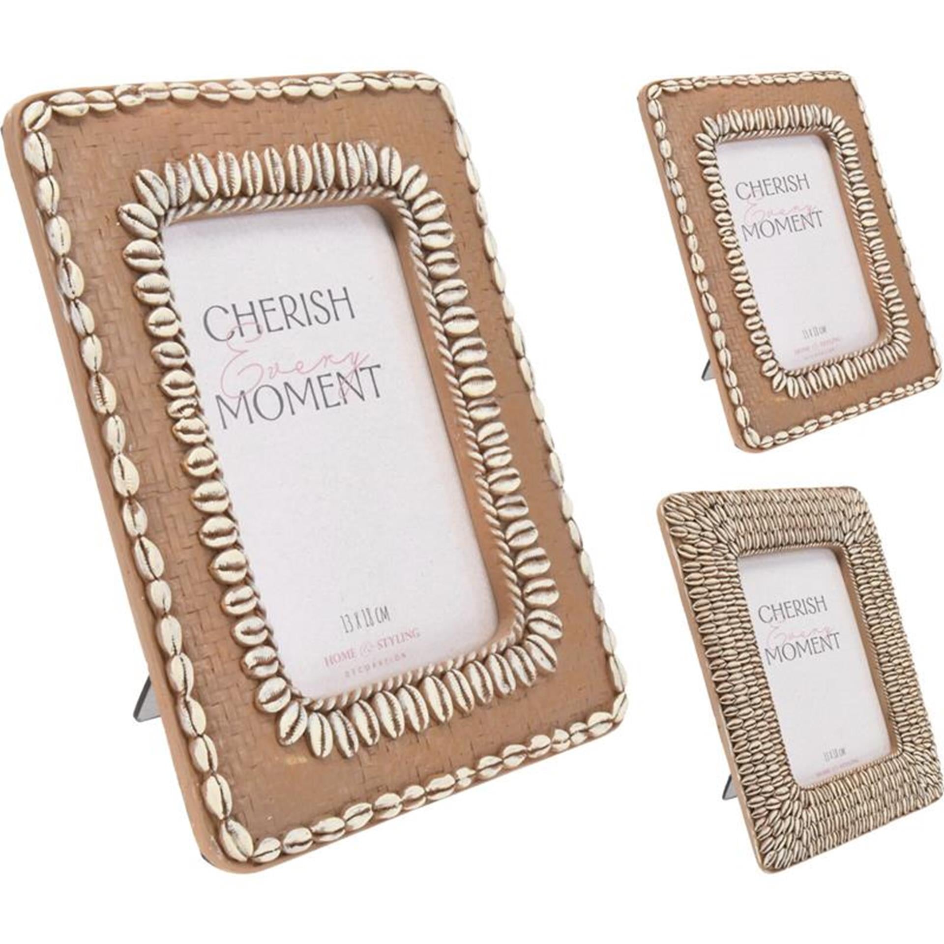 Cosydecor Fotorahmen Polyresin mit Muscheln 26x21