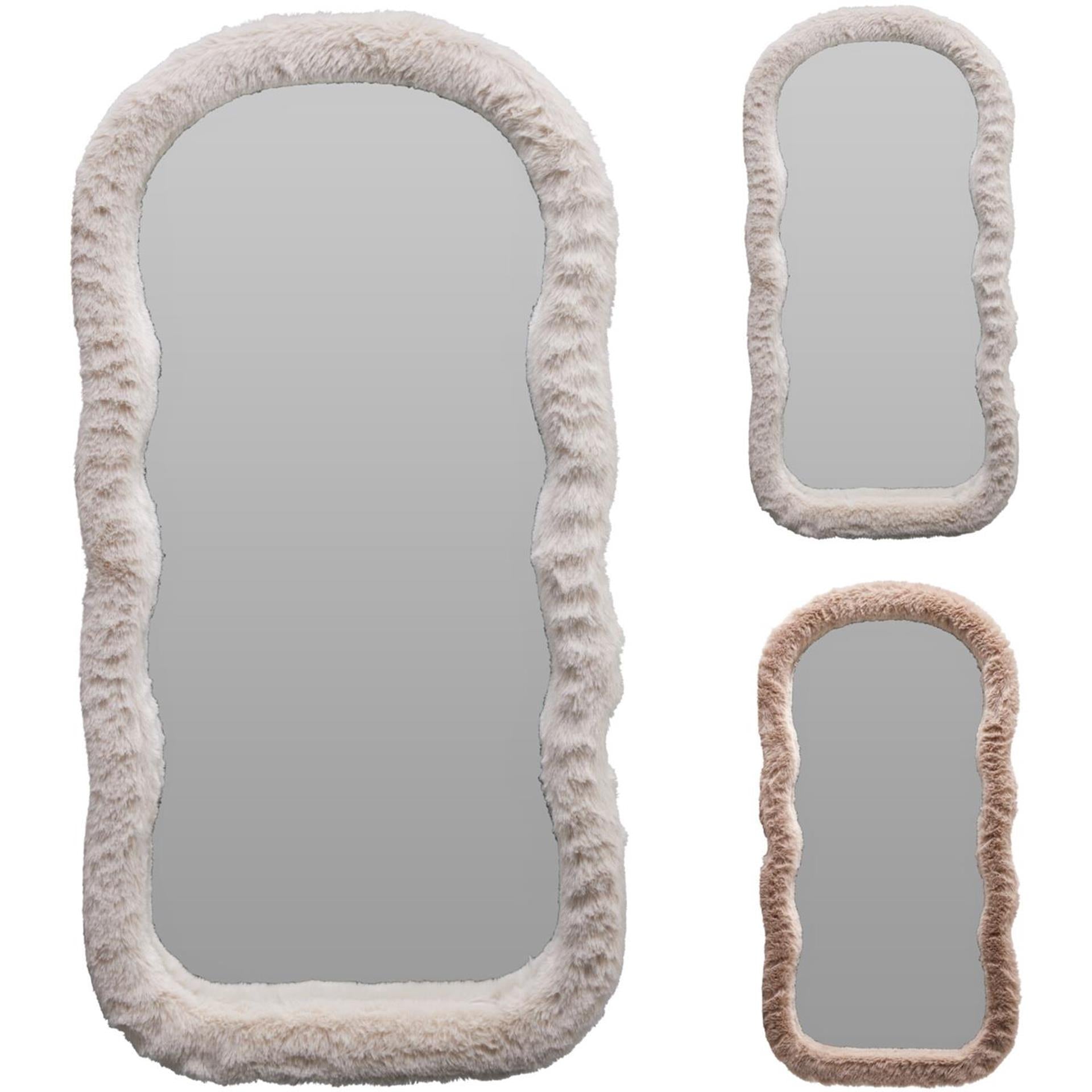 Home styling mirror large fur 30x60cm 2 assorted