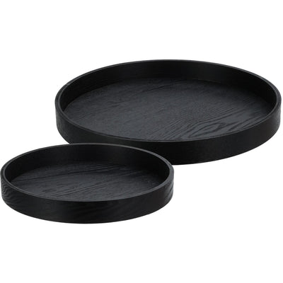 Home-Styling-Tablett-Set 2-teilig aus schwarzem MDF