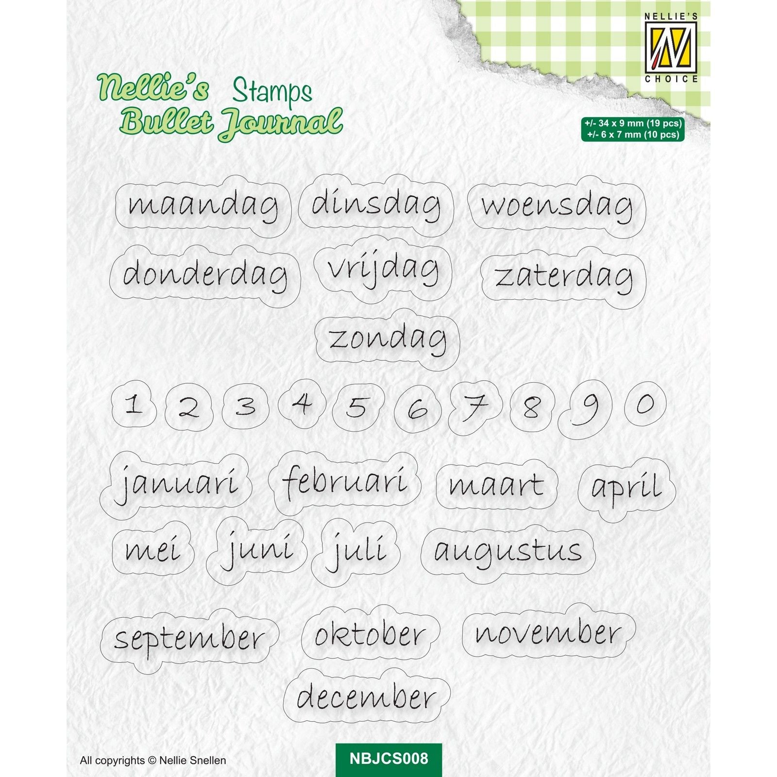 Nellies Wahl: Transparente Stempel, die für die niederländischen Kalenderangaben von Nellies Bullet Journal geeignet sind