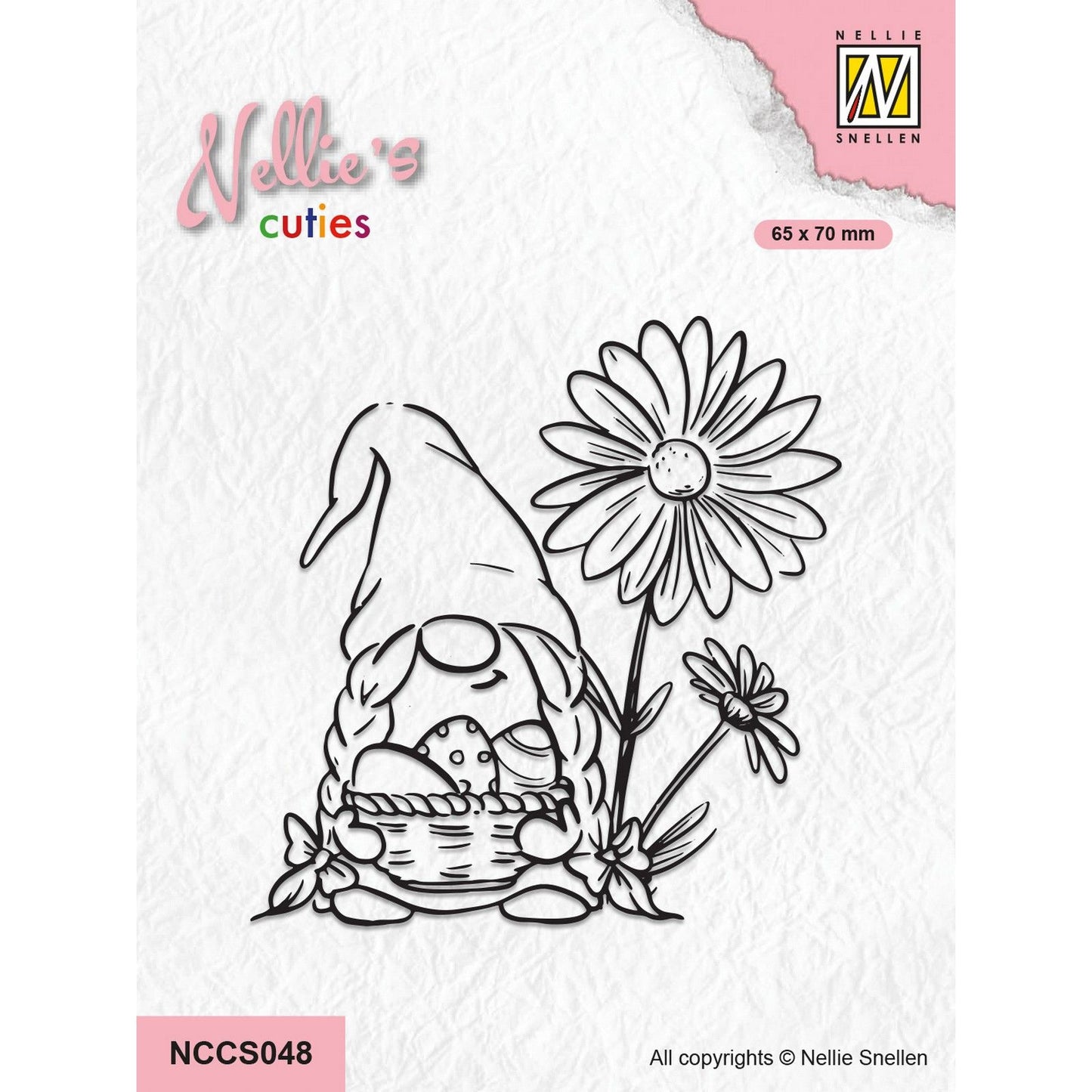 Nellies Wahl: Nellie's Cuties Clear Stamp Osterzwerg mit Blumen