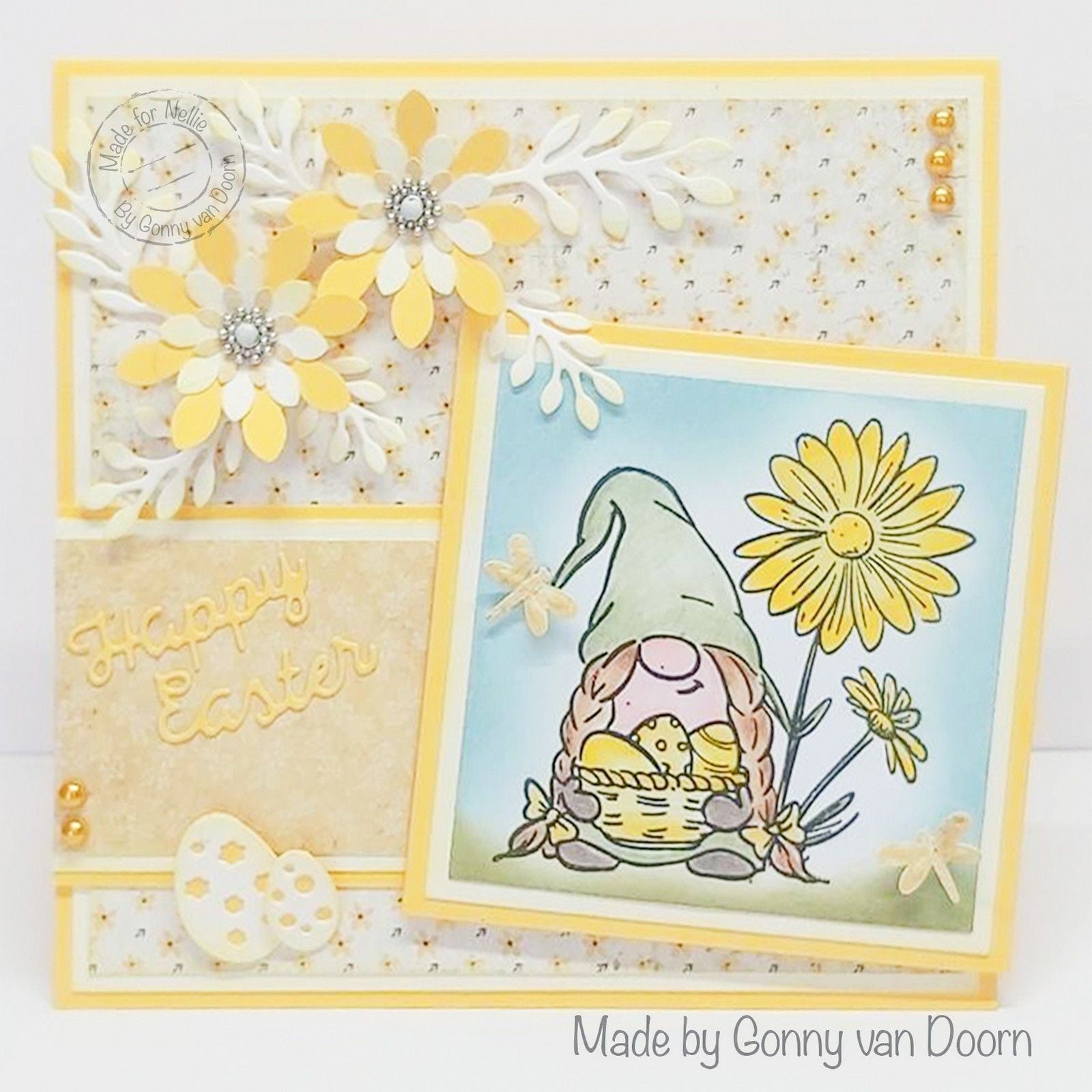 Nellies Wahl: Nellie's Cuties Clear Stamp Osterzwerg mit Blumen