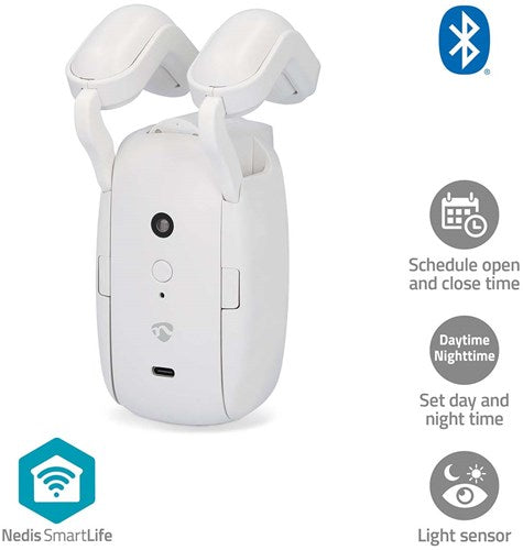 Nedis Smartlife Vorhangroboter | Stab | Vorhänge | batteriebetrieben, USB-betrieben | 4000 mAh | Bluetooth® | weiß - btmc10wt1pc