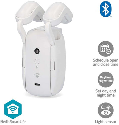 Nedis Smartlife Vorhangroboter | Stab | Vorhänge | batteriebetrieben, USB-betrieben | 4000 mAh | Bluetooth® | weiß - btmc10wt1pc