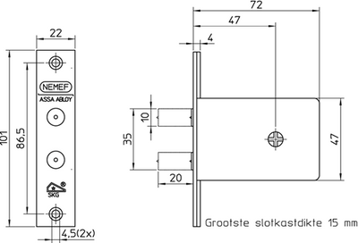 Nemef 1008 Sicherheitszusatzschloss | skg* | dm47mm | 22x101mm rechteckig | Set mit 3 Stück | gleichschließend | dr 1+2+3+4 - 9100800453