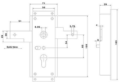 Nemef 1846 2 Garagenschloss | pc60mm | Schlosskasten verzinkter Stahl 59x159mm | Stangen horizontal | nicht federnd | 5,8-mm-Anschluss | Tag- und Nachtfunktion | dr 1+2+3+4 - 9184602010