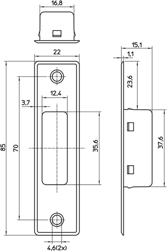 Nemef 1938 Schließblech | Kunststoff 22x85mm | dr 1+2+3+4 | 85 x 22 x 15,1 mm – 9193800000