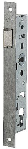 Nemef 9620 Laufschloss | dm30mm | Kurbelloch 8mm | Frontplatte Edelstahl 24x245mm rechteckig | Zamak vernickelter Riegel | dr 1+3 2+4 - 9962207001