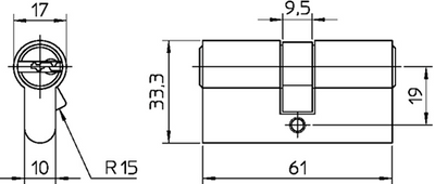 Nemef Doppelprofilzylinder 142 9 | 3 Schlüssel | Blase | 61 mm – 9014209290