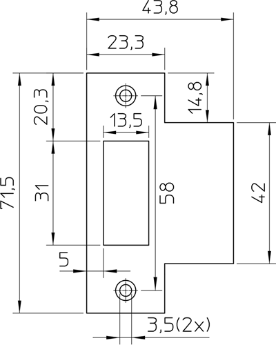 Nemef p1255 Schließblech | Edelstahl 23,3x71,5mm rechteckig m| dr 1+2+3+4 - 9125590170