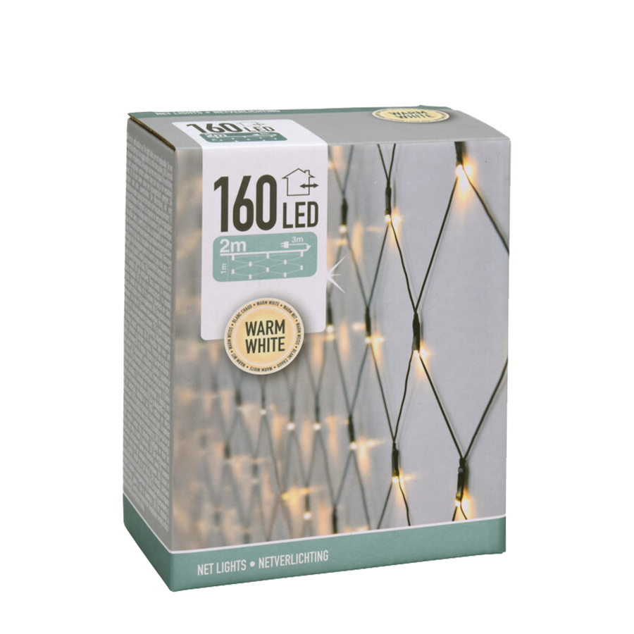 Netzbeleuchtung LED warmweiß 160 LEDs 1x2m