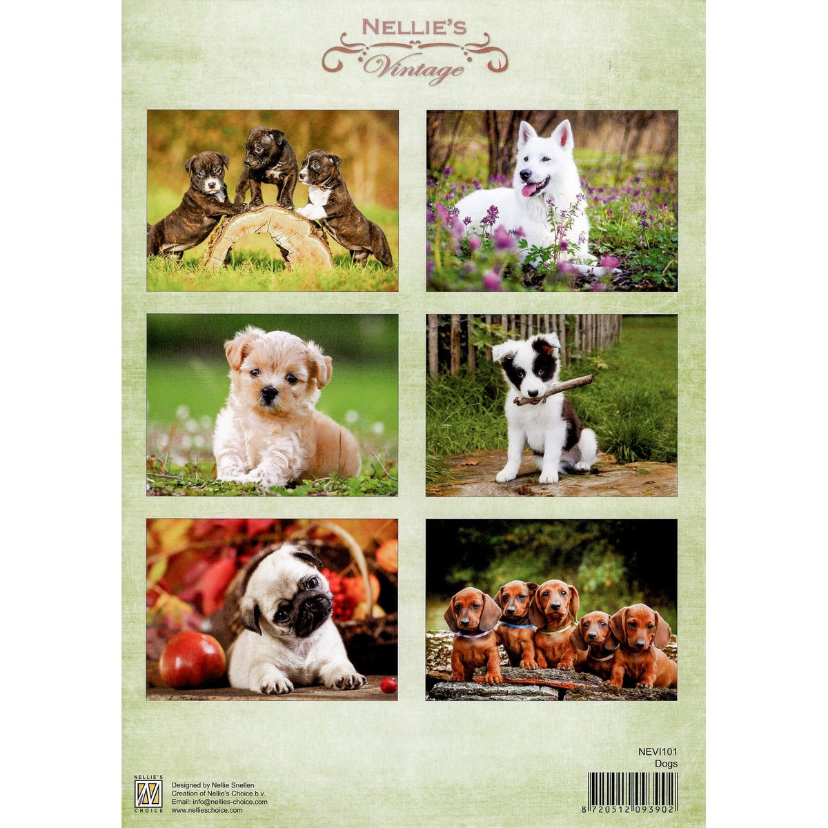 Nellies Wahl • Vintage-Ausschneidebogen mit Hunden im A4-Format