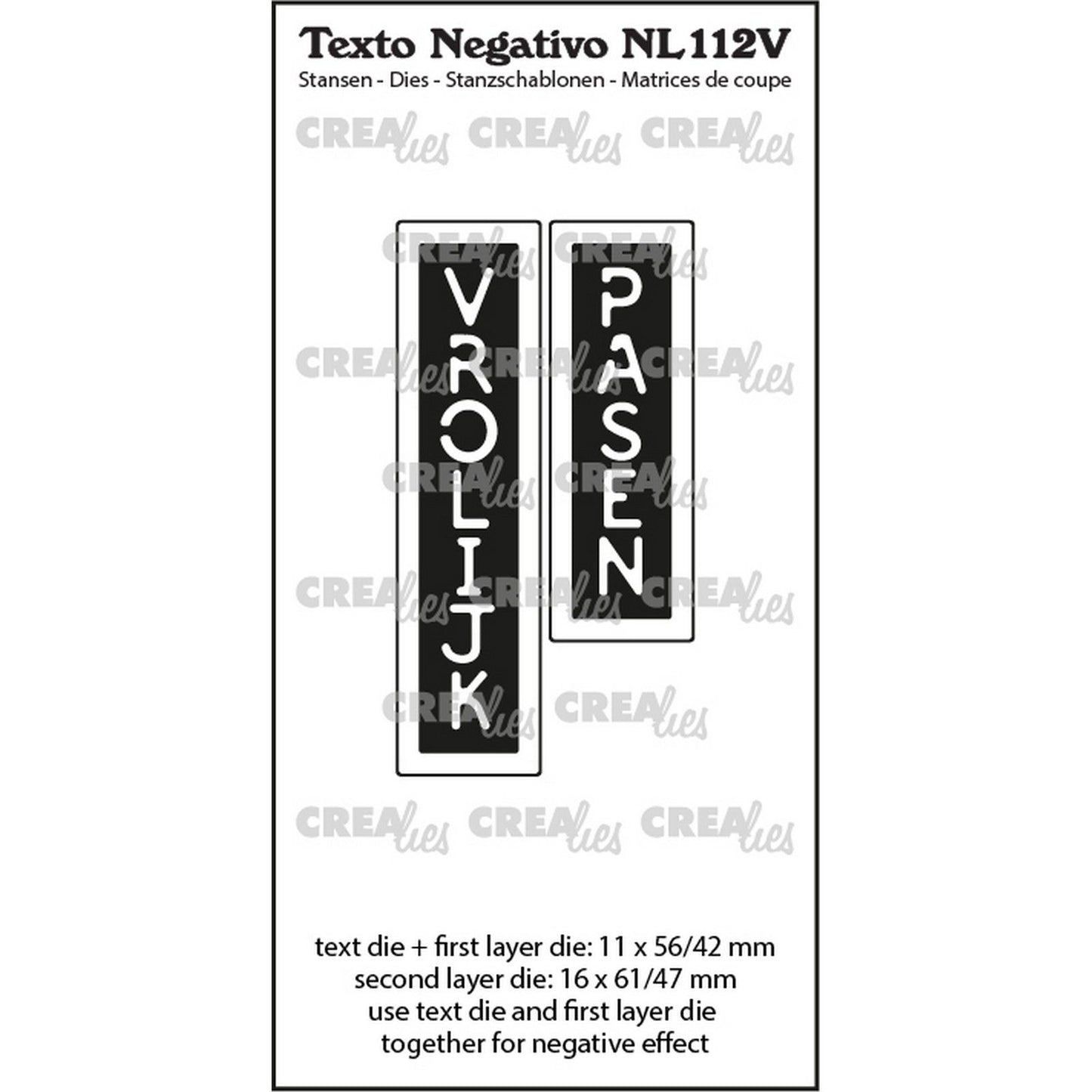 Crealies • negativer Text: Frohe Ostern (vertikal)
