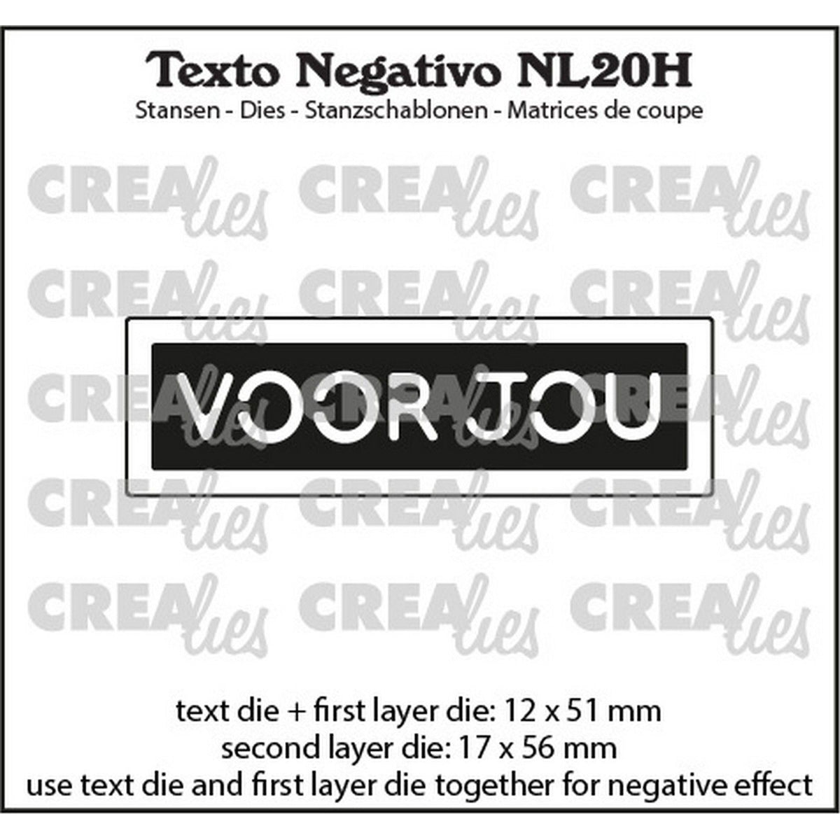 Crealies • Texto-Negativ-Stanzform für Sie (horizontal)