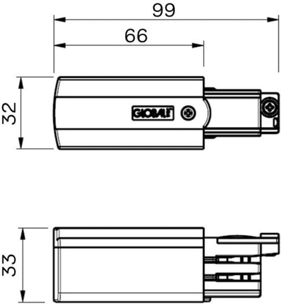 Nordisches Verbindungsstück für. Schiene schwarz links 3-phasig 5050016