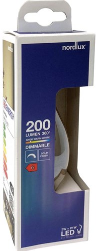 Nordlux LED-Spitzenkerze E14 3-21W 2200K Filamentspirale gold dimmbar - 2760020