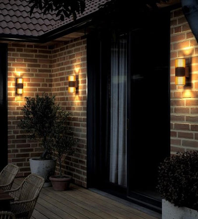Nordlux Wandleuchte Aludra rund doppelt 2x E27 braun IP54 - 4800945
