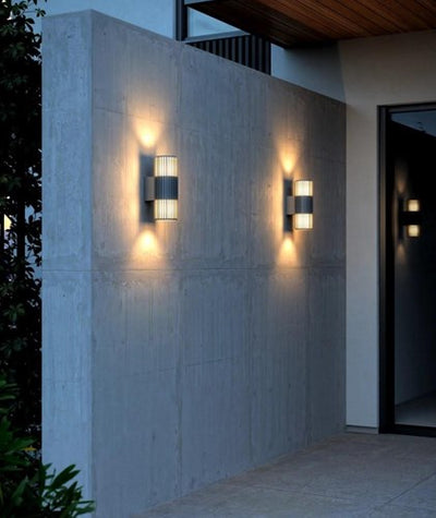 Nordlux Wandleuchte Aludra rund doppelt 2x E27 Silber Anthrazit IP54 - 4800944