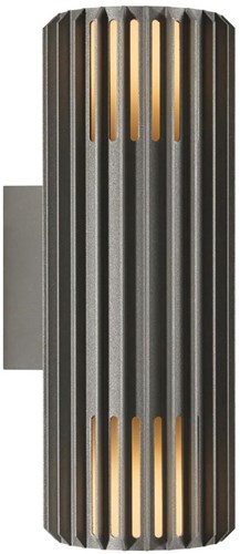 Nordlux Wandleuchte Aludra rund doppelt 2x E27 Silber Anthrazit IP54 - 4800944
