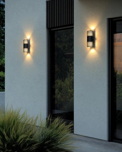 Nordlux Wandleuchte Aludra rund doppelt 2x E27 schwarz IP54 - 4800943