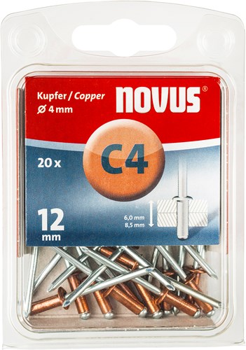 Novus Blindniet c4 x 12mm, Kupfer | 20 Stück - 045-0040 045-0040