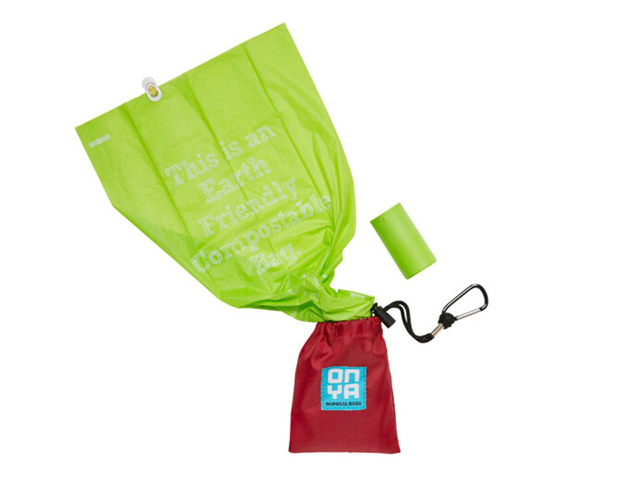 Onya Dog Poo -Taschen mit Tasche mit Chilirot