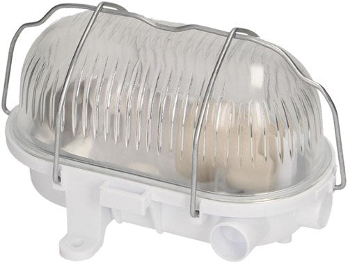 Orno Wandleuchte E27 ovales PVC mit Glas- und Metallkorb weiß - 5014312