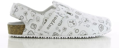 Oxypas Pantolette mit Band Bianca | weiß silber | Größe 38 - 00,154,182,38