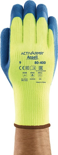 Kältebeständiger Handschuh von Ansell | Größe 10 gelb blau | und 388 und 511 und 407 | Acryl mit Naturkautschuklatex | 12 Paare – 80-400-10 80-400-10