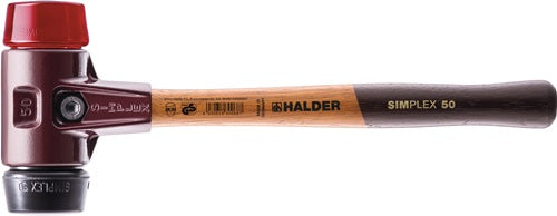 Halder Kunststoffhammer | Länge 300 mm Kopf d. 30mm | mittelhartes Hartholz | Gummi schwarz Kunststoff rot | 1 Stück - 3026.030 - 3026.030