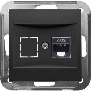 Peha Badora mattschwarze Einbaueinheit UTP Cat6 RJ45 Single – 4603600