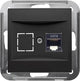 Peha Badora mattschwarze Einbaueinheit UTP Cat6 RJ45 Single – 4603600