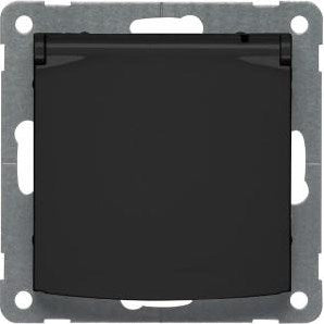 Peha badora mattschwarze Steckdose RA mit Klappdeckel – 4603510