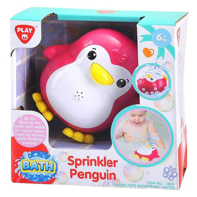 Badpinguin mit Wasser spritzen