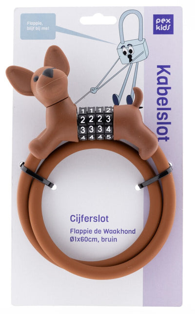Pexkids Figur Kabelschloss braun Flappie der Wachhund Silikon