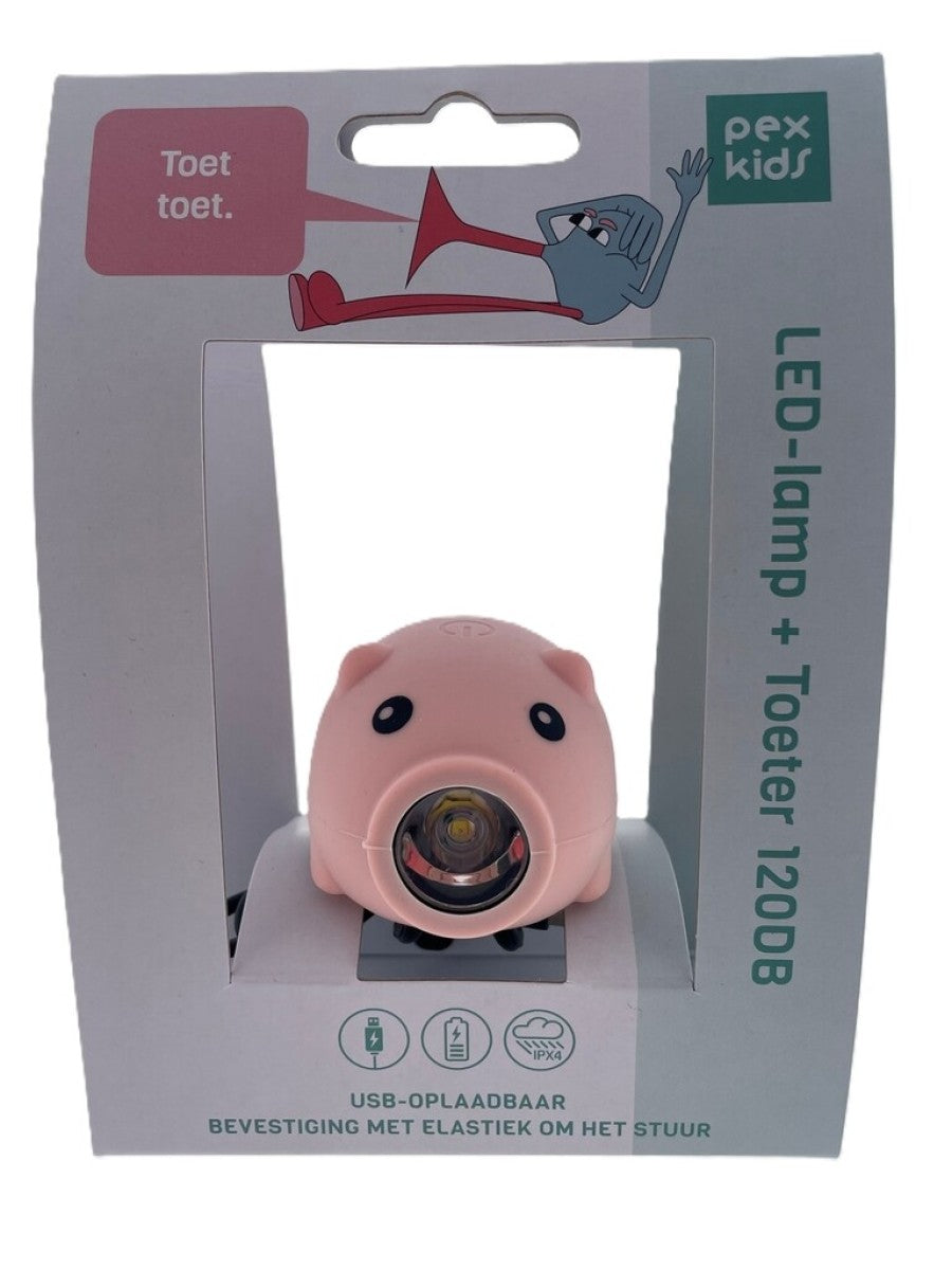 Pexkids LED-Lampe Schwein mit Horn, USB wiederaufladbar, rosa