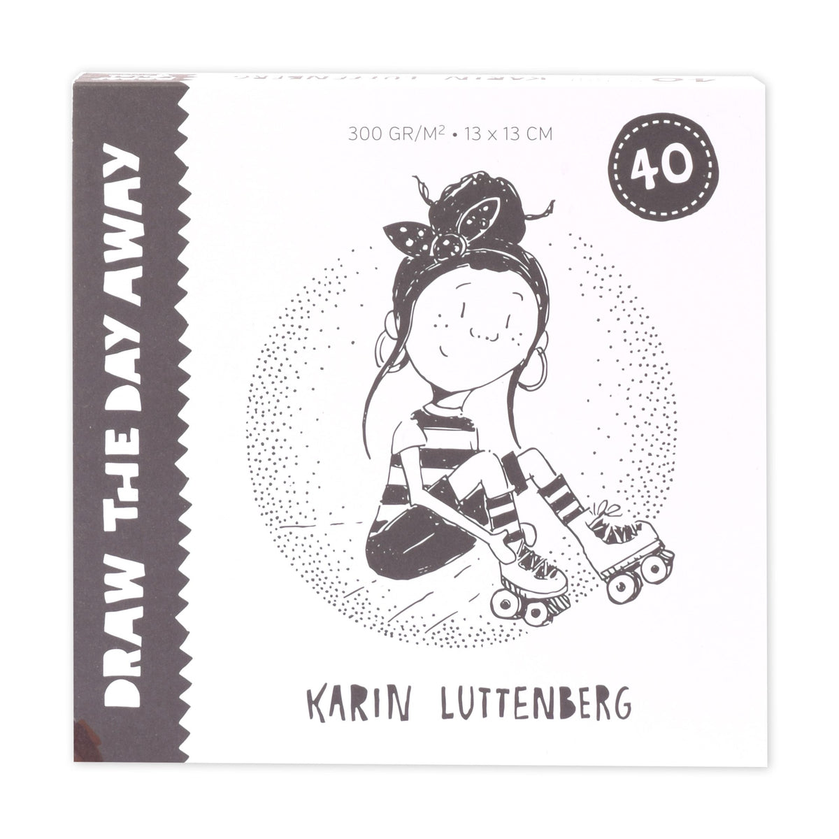 Paperfuel • Blanko-Kartenblock „Draw the Day Away“, 300 g, 13 x 13 cm, 40 Blatt