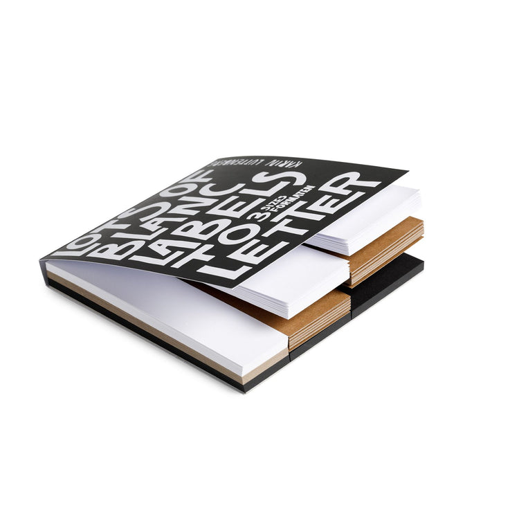 Paperfuel • Etikettenblock, viele Blanko-Etiketten zum Lettern, 300 g, 135 Blatt