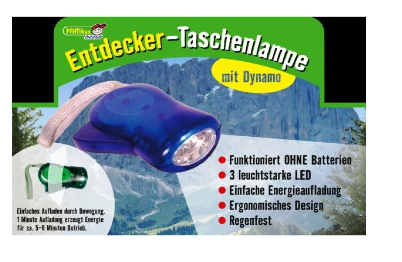 Pfiffikus Taschenlampe mit Dynamo (2 sort.)