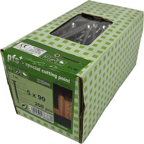 Pgb-europa pfs+ | Edelstahl-Spanplattenschraube Pfs+ Vzk-t Tx25 ø 5,0x90 A2 – 200 Stück – Pfwvtga00005000903