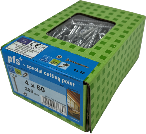 Pgb-europa pfs+ | Spanplattenschraube PFS+ VZK-T ø 4,0x60 ZN - 200 Stück - PFWVTV001004000603