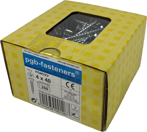 Pgb-europa pgb-befestigungen | Spanplattenschraube ø 4,0x40 mm Pozidrive PZ2 - Vollgewinde verzinkt | 200 Stück – pgwvzv001004000403