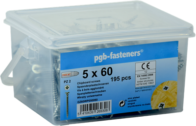 Pgb-europa pgb-befestigungen | Spanplattenschraube ø 4x40 Zinkeimer 455 | 455 Stück – gz60wp040040