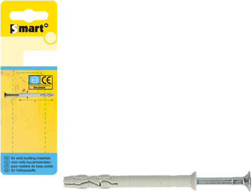 Pgb-europa smart | Nylon-Nageldübel VK ø 8x120 grau nzn | 5 Stück sm0pkkn01080120h