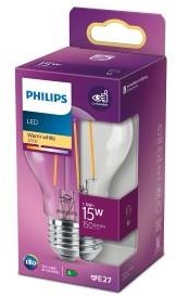 Philips LED GLS E27 1,5-15 W 2700 K Filament klar Blister – 5102491