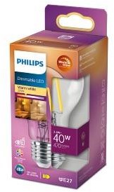 Philips LED GLS E27 3,4–40 W Filament klar warm leuchtend Blister – 5102513
