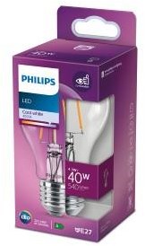 Philips LED GLS E27 4,3-40 W 2700 K Filament klar Blister – 5102508