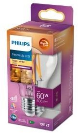 Philips LED GLS E27 5,9–60 W Filament klar warm leuchtend Blister – 5102517