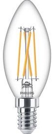 Philips LED-Kerze E14 3,4–40 W, Filament, klar, warm leuchtend, Blisterpackung – 5100308