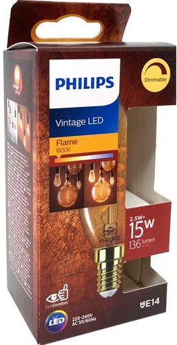 Philips LED-Kerze E14 3,5–15 W, 2000 K Filament, goldfarben, dimmbar, Blister – 5100305